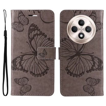 KT Imprinting Flower Series-2 For Oppo Reno12 F 4G Case Wallet Flip Leather Butterfly Phone Cover