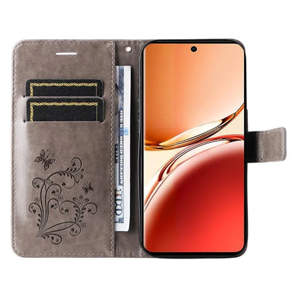 KT Imprinting Flower Series-2 For Oppo Reno12 F 4G Case Wallet Flip Leather Butterfly Phone Cover