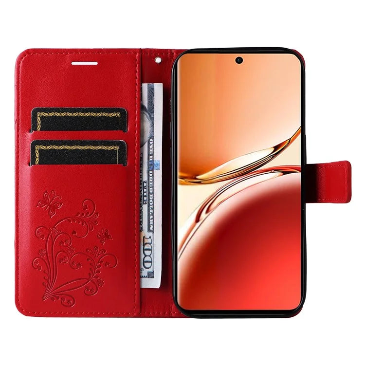 KT Imprinting Flower Series-2 For Oppo Reno12 F 4G Case Wallet Flip Leather Butterfly Phone Cover