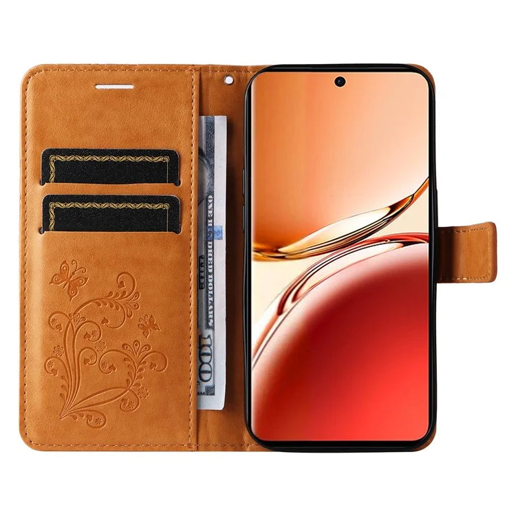 KT Imprinting Flower Series-2 For Oppo Reno12 F 4G Case Wallet Flip Leather Butterfly Phone Cover