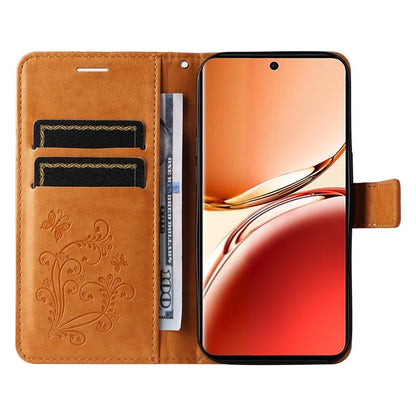 KT Imprinting Flower Series-2 For Oppo Reno12 F 4G Case Wallet Flip Leather Butterfly Phone Cover