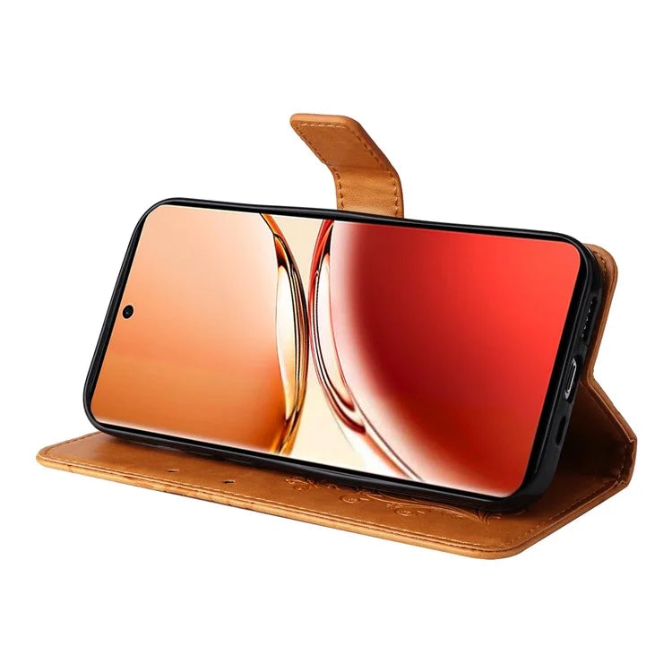 KT Imprinting Flower Series-2 For Oppo Reno12 F 4G Case Wallet Flip Leather Butterfly Phone Cover