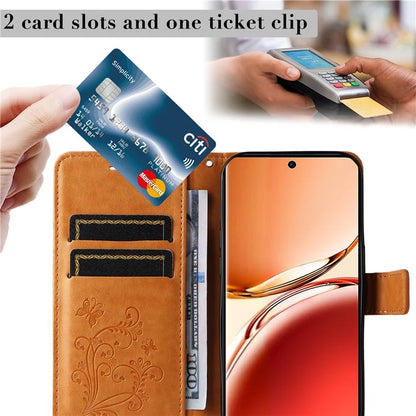 KT Imprinting Flower Series-2 For Oppo Reno12 F 4G Case Wallet Flip Leather Butterfly Phone Cover