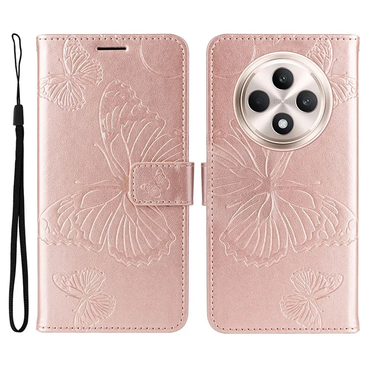 KT Imprinting Flower Series-2 For Oppo Reno12 F 4G Case Wallet Flip Leather Butterfly Phone Cover