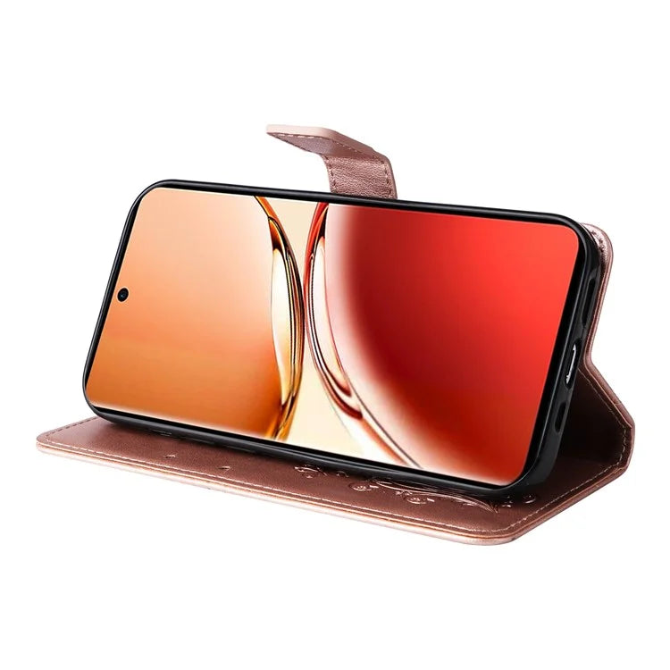 KT Imprinting Flower Series-2 For Oppo Reno12 F 4G Case Wallet Flip Leather Butterfly Phone Cover