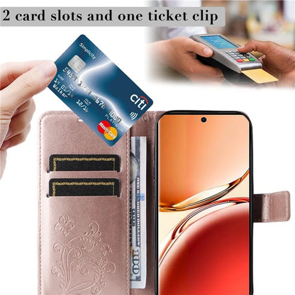 KT Imprinting Flower Series-2 For Oppo Reno12 F 4G Case Wallet Flip Leather Butterfly Phone Cover