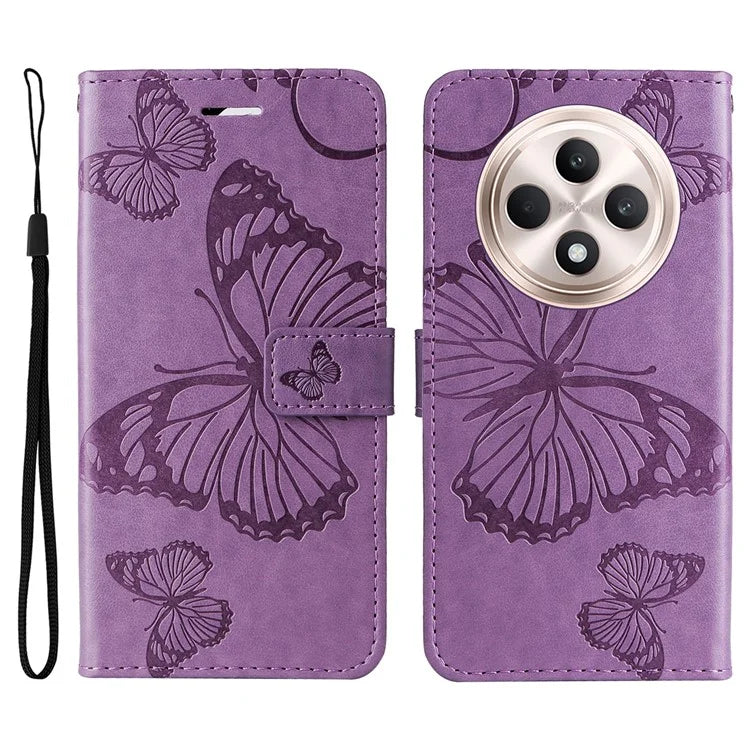 KT Imprinting Flower Series-2 For Oppo Reno12 F 4G Case Wallet Flip Leather Butterfly Phone Cover