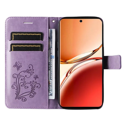 KT Imprinting Flower Series-2 For Oppo Reno12 F 4G Case Wallet Flip Leather Butterfly Phone Cover