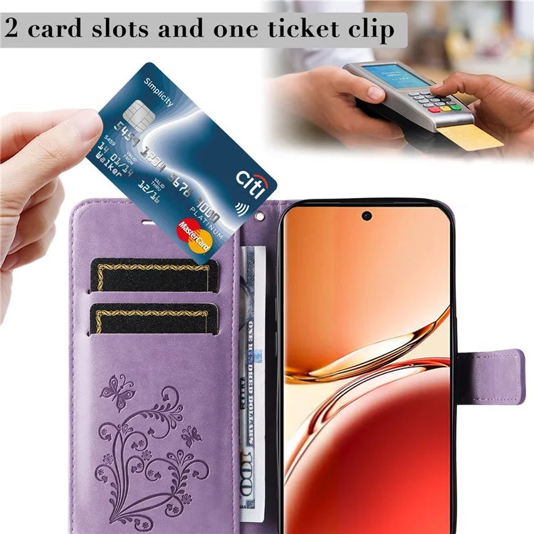 KT Imprinting Flower Series-2 For Oppo Reno12 F 4G Case Wallet Flip Leather Butterfly Phone Cover