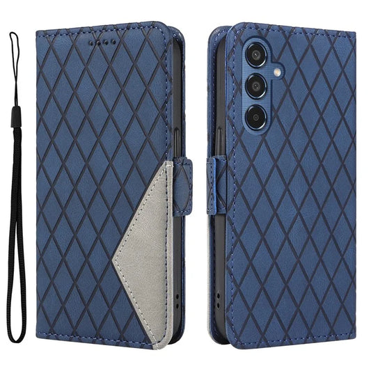 For Samsung Galaxy M35 5G Case Leather Folio Wallet Phone Cover Rhombus Lattice