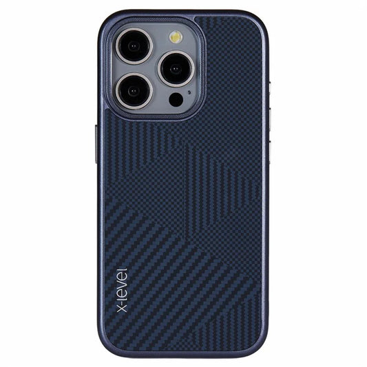 X-LEVEL For iPhone 16 Pro Max Case Hard PC Phone Cover Carbon Nano Fiber Texture Splicing