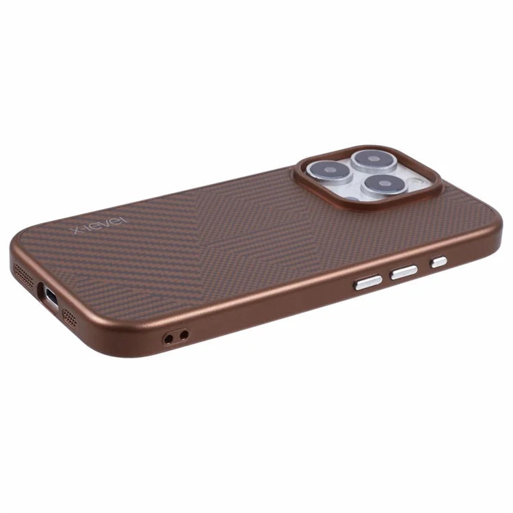 X-LEVEL For iPhone 16 Pro Max Case Hard PC Phone Cover Carbon Nano Fiber Texture Splicing