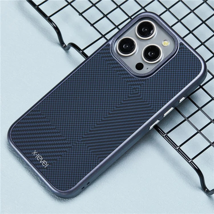 X-LEVEL For iPhone 16 Pro Max Case Hard PC Shockproof Phone Cover Carbon Nano-Fiber Texture