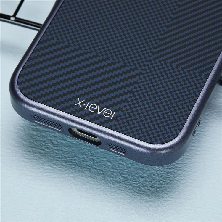 X-LEVEL For iPhone 16 Pro Max Case Hard PC Shockproof Phone Cover Carbon Nano-Fiber Texture