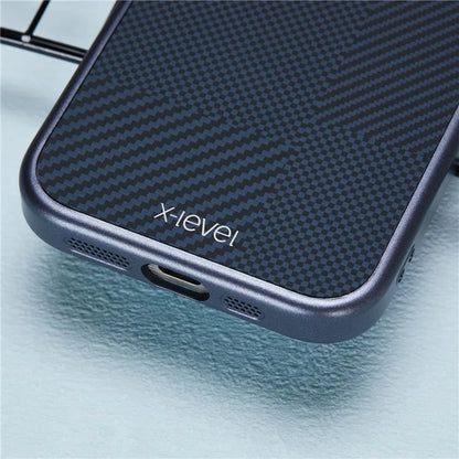 X-LEVEL For iPhone 16 Pro Max Case Hard PC Shockproof Phone Cover Carbon Nano-Fiber Texture
