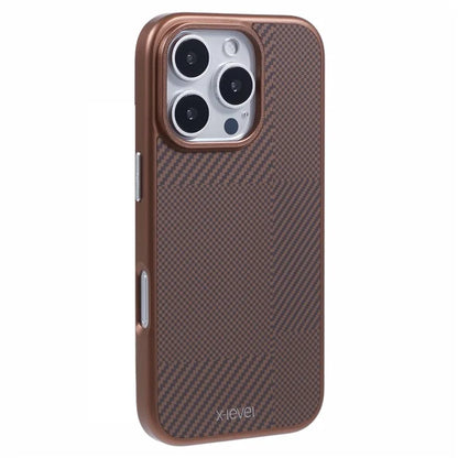 X-LEVEL For iPhone 16 Pro Max Case Hard PC Shockproof Phone Cover Carbon Nano-Fiber Texture
