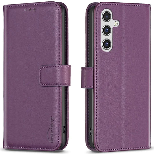 BINFEN COLOR BF17 For Samsung Galaxy A16 5G Leather Case 3 Card Slots Wallet Phone Cover