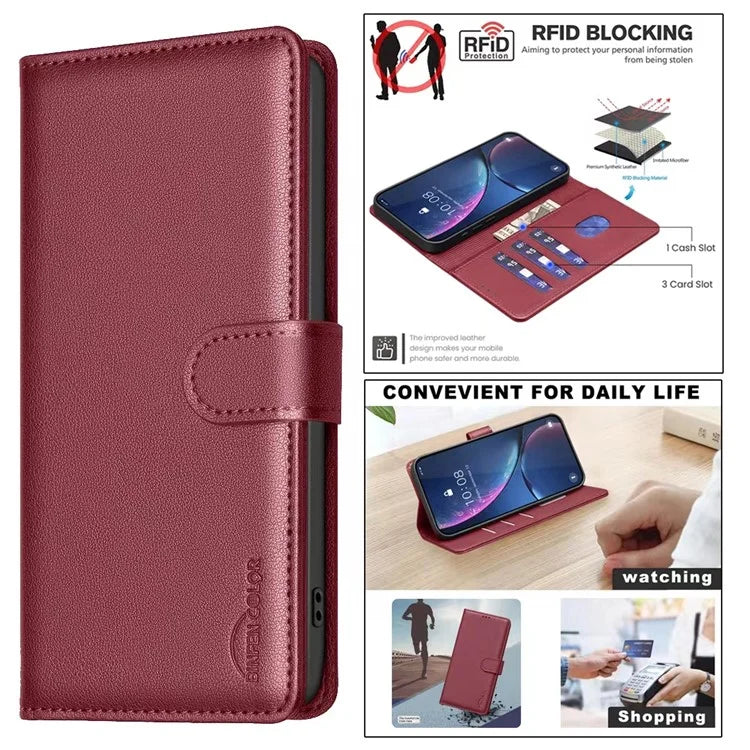 BINFEN COLOR BF32 For Samsung Galaxy A16 5G Leather Case Wallet RFID Blocking Phone Cover
