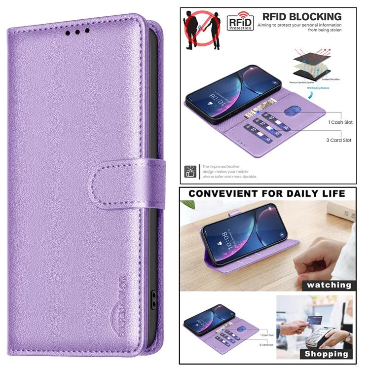 BINFEN COLOR BF32 For Samsung Galaxy A16 5G Leather Case Wallet RFID Blocking Phone Cover