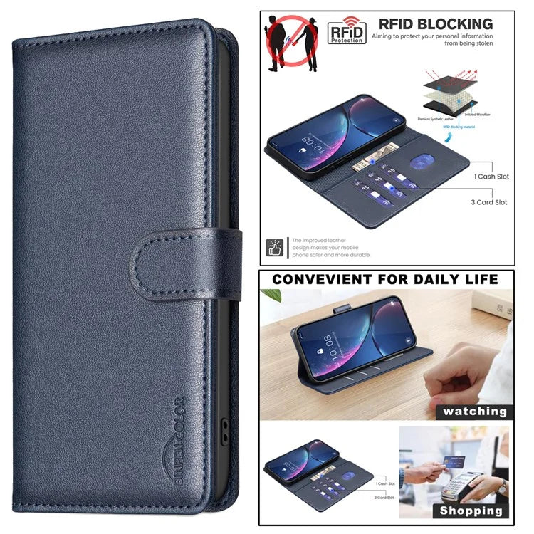 BINFEN COLOR BF32 For Samsung Galaxy A16 5G Leather Case Wallet RFID Blocking Phone Cover