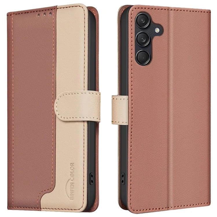 BINFEN COLOR BF33 Case for Samsung Galaxy A16 5G Leather Case Splicing Color RFID Blocking