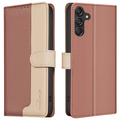 BINFEN COLOR BF33 Case for Samsung Galaxy A16 5G Leather Case Splicing Color RFID Blocking