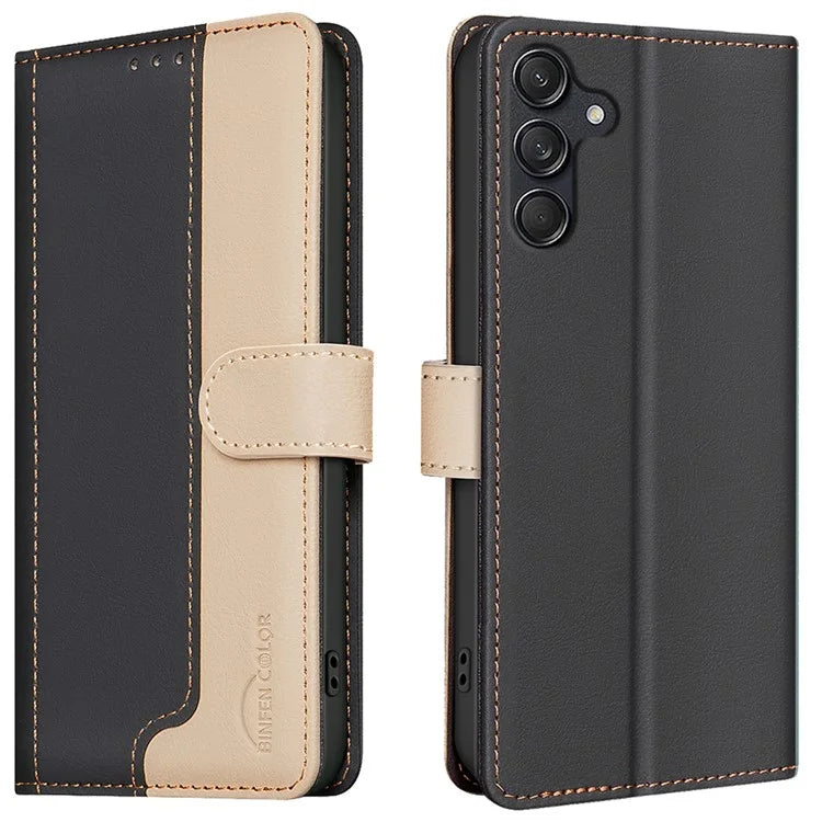 BINFEN COLOR BF33 Case for Samsung Galaxy A16 5G Leather Case Splicing Color RFID Blocking