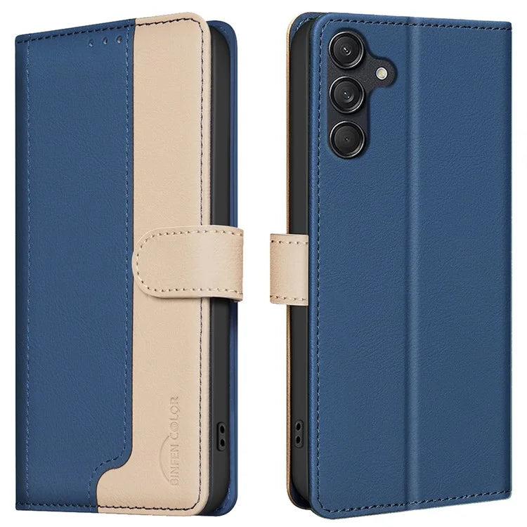 BINFEN COLOR BF33 Case for Samsung Galaxy A16 5G Leather Case Splicing Color RFID Blocking