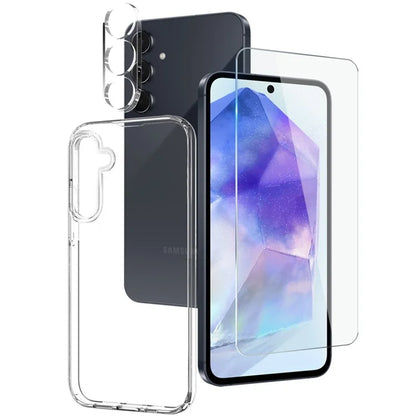 NORTHJO For Samsung Galaxy A55 5G TPU Phone Case Set with Front Screen Protector+Lens Film