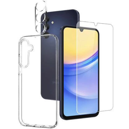 NORTHJO For Samsung Galaxy A15 4G  /  5G TPU Phone Case Set with Front Screen Protector+Lens Film