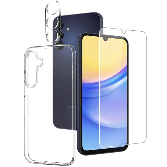 NORTHJO For Samsung Galaxy A15 4G  /  5G TPU Phone Case Set with Front Screen Protector+Lens Film