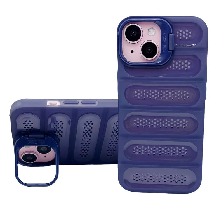 For iPhone 13 Case Heat Dissipation Anti-Drop TPU+PC Kickstand Phone Cover