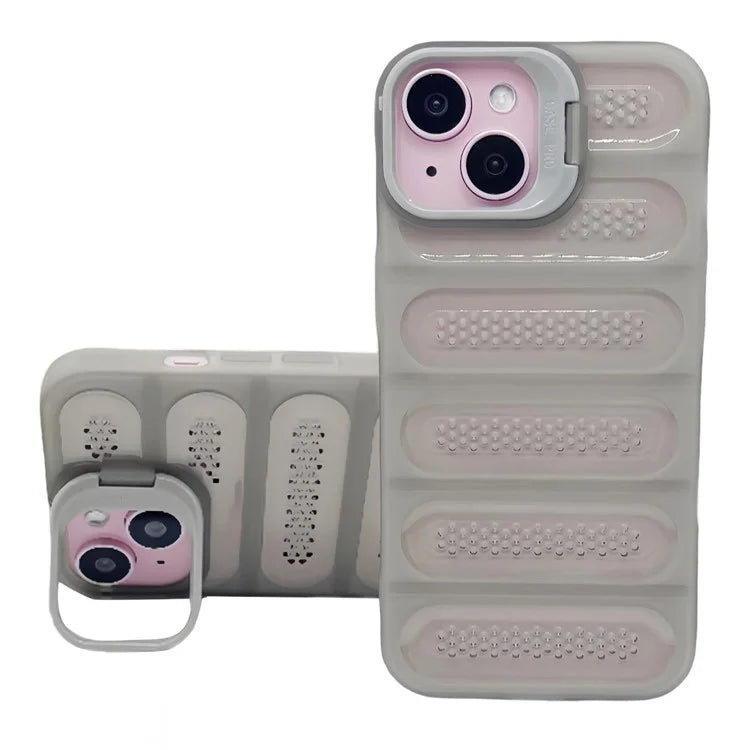 For iPhone 13 Case Heat Dissipation Anti-Drop TPU+PC Kickstand Phone Cover
