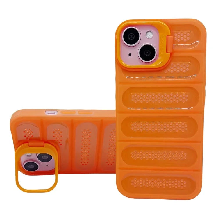 For iPhone 13 Case Heat Dissipation Anti-Drop TPU+PC Kickstand Phone Cover