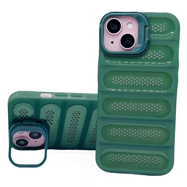 For iPhone 13 Case Heat Dissipation Anti-Drop TPU+PC Kickstand Phone Cover