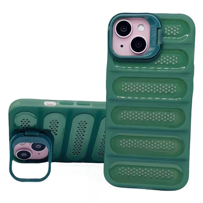 For iPhone 13 Case Heat Dissipation Anti-Drop TPU+PC Kickstand Phone Cover