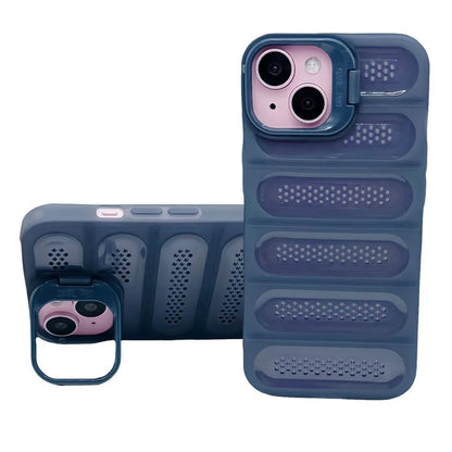 For iPhone 13 Case Heat Dissipation Anti-Drop TPU+PC Kickstand Phone Cover