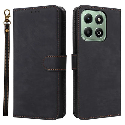 For Honor X6b 4G Case RFID Blocking Wallet Phone Stand PU Leather Cover with Strap