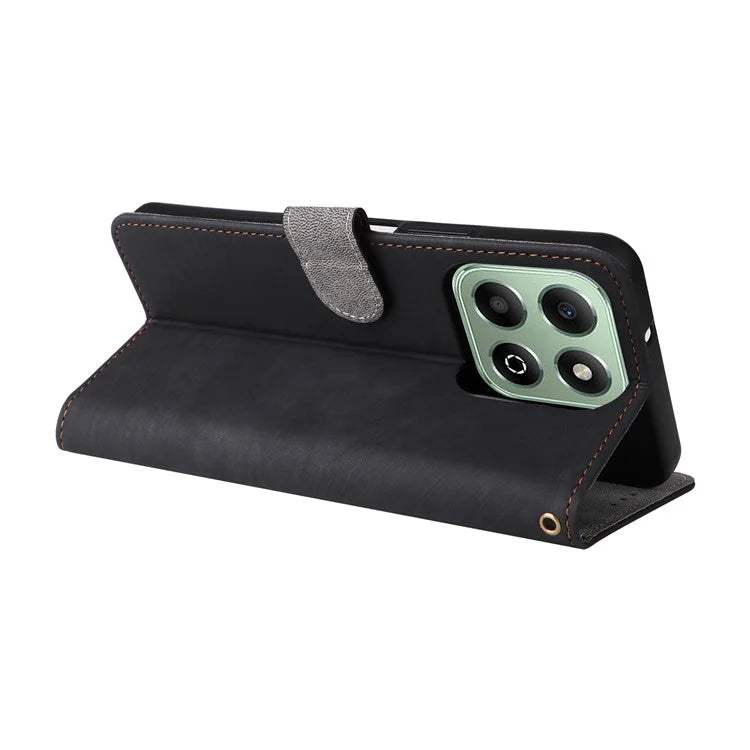 For Honor X6b 4G Case RFID Blocking Wallet Phone Stand PU Leather Cover with Strap