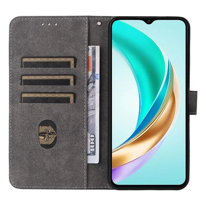 For Honor X6b 4G Case RFID Blocking Wallet Phone Stand PU Leather Cover with Strap