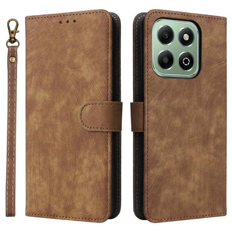 For Honor X6b 4G Case RFID Blocking Wallet Phone Stand PU Leather Cover with Strap