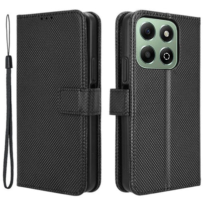 For Honor X6b 4G Phone Stand Case Diamond Texture PU Leather Cover Wallet