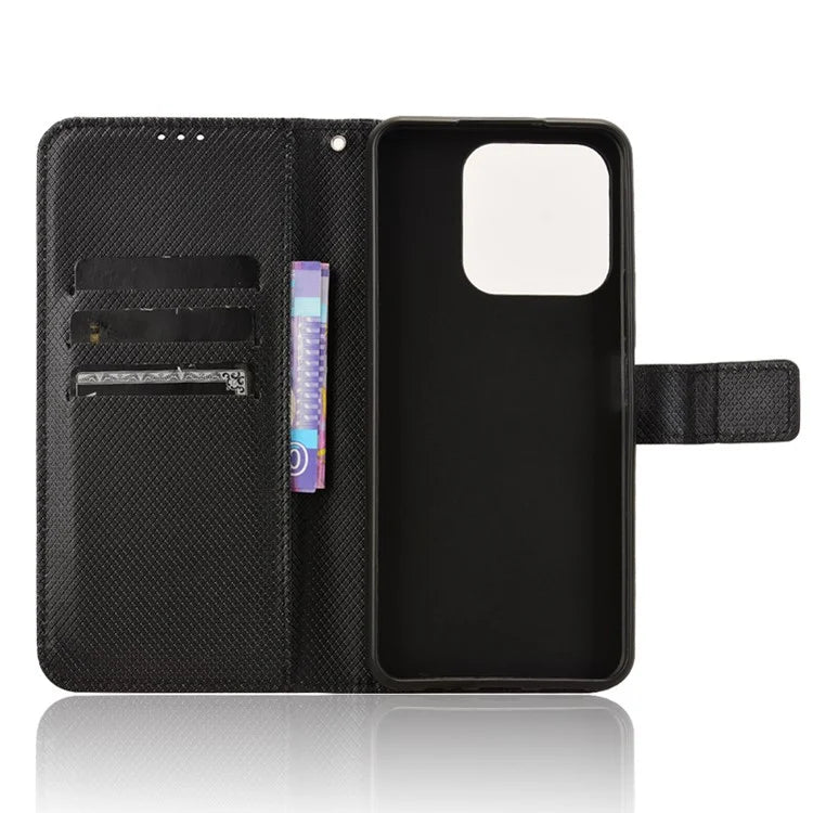 For Honor X6b 4G Phone Stand Case Diamond Texture PU Leather Cover Wallet
