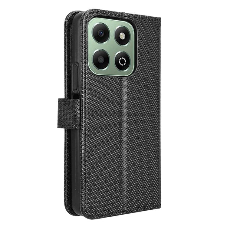 For Honor X6b 4G Phone Stand Case Diamond Texture PU Leather Cover Wallet