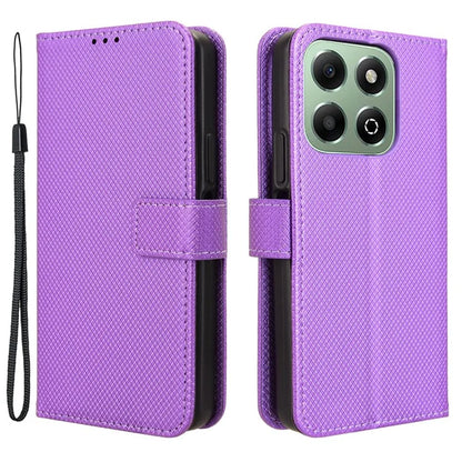 For Honor X6b 4G Phone Stand Case Diamond Texture PU Leather Cover Wallet