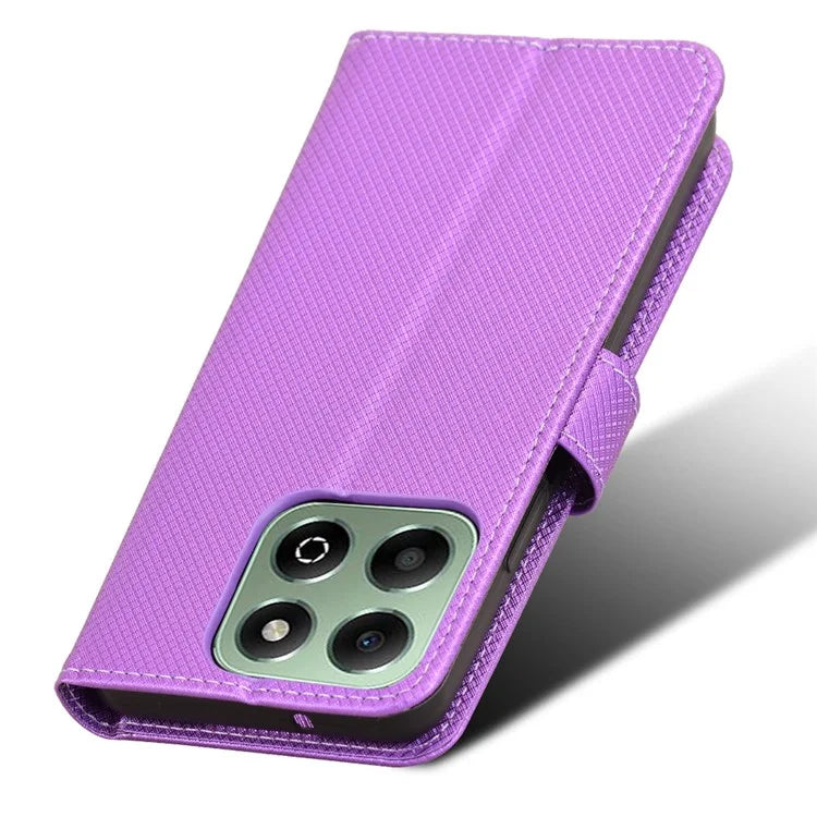 For Honor X6b 4G Phone Stand Case Diamond Texture PU Leather Cover Wallet