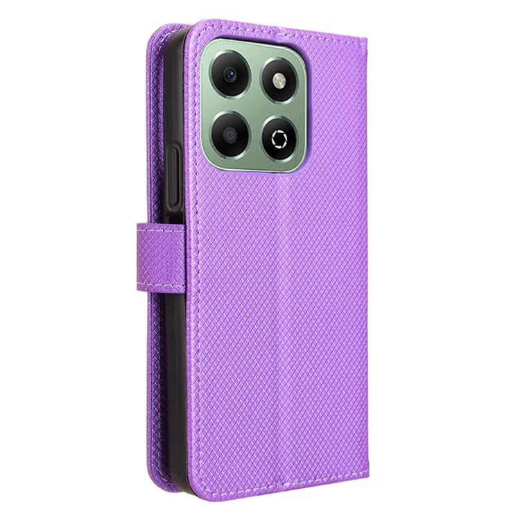 For Honor X6b 4G Phone Stand Case Diamond Texture PU Leather Cover Wallet