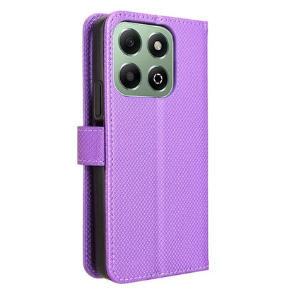For Honor X6b 4G Phone Stand Case Diamond Texture PU Leather Cover Wallet