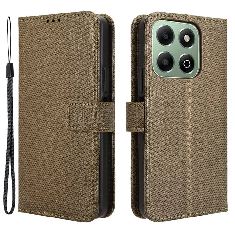 For Honor X6b 4G Phone Stand Case Diamond Texture PU Leather Cover Wallet