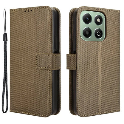 For Honor X6b 4G Phone Stand Case Diamond Texture PU Leather Cover Wallet